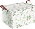 Sage Green Storage Basket Waterproof Canvas Toy Storage Bin Home Decor Collapsible Outdoor Basket with Leather Handles Sage Green Blanket Baskets For Closets,Bedrooms,Gifts Baskets