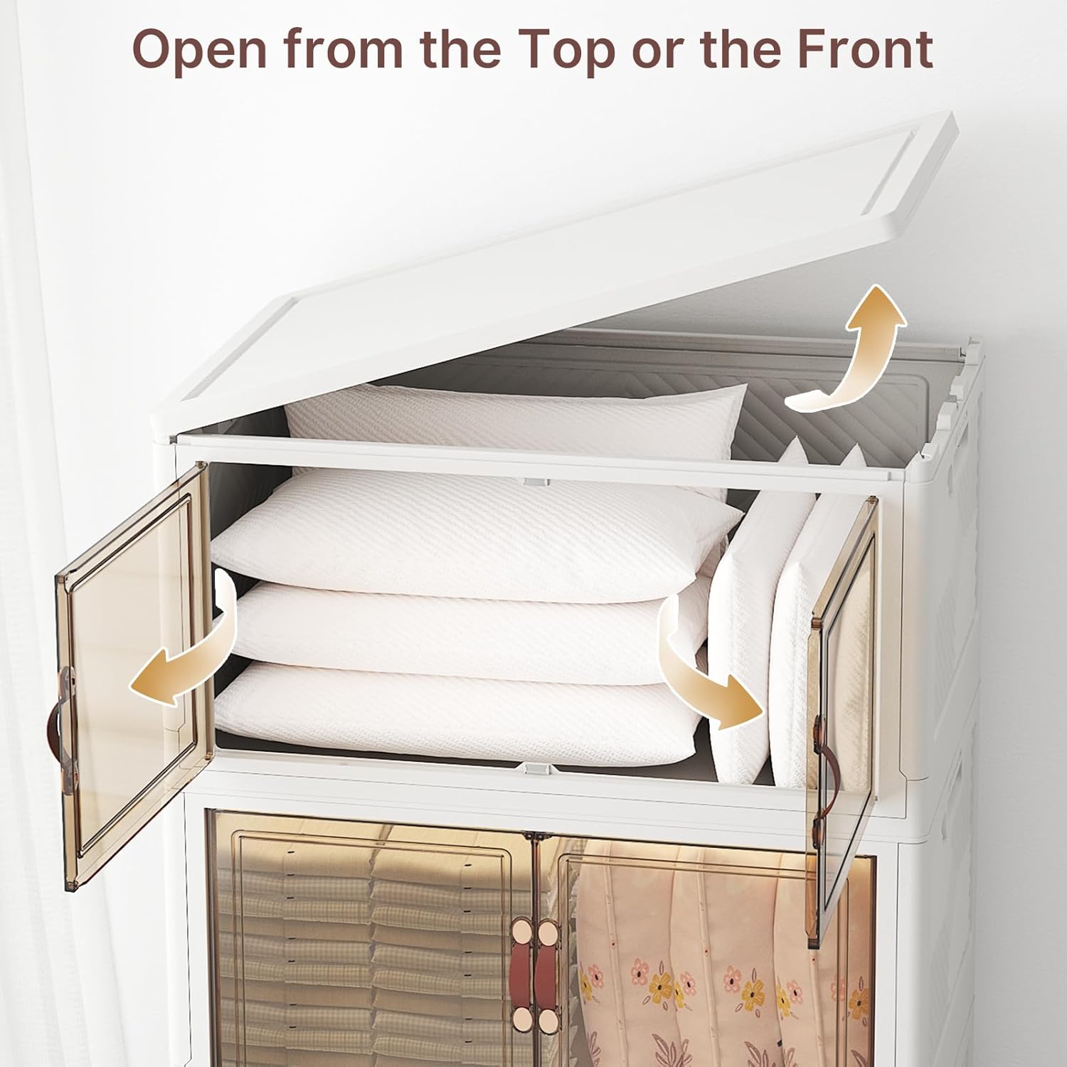 Extra Large Stackable Storage Bins with Lids & Wheels & Door, 660QT-165QT/41GAL*4Pack Foldable Collapsible Closet Organizers, Plastic Containers Drawers for Bedroom Dorm Garage Christmas gift