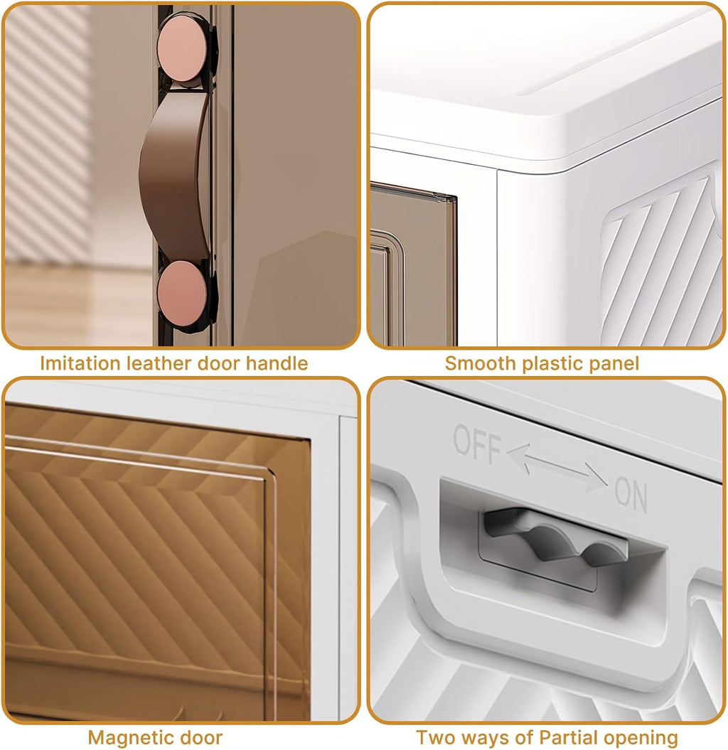 Extra Large Stackable Storage Bins with Lids & Wheels, Foldable Collapsible Closet Organizers Storage Cabinet with Doors for Bedroom Dorm (White, 165QT-55QT/14GAL*3Pack)