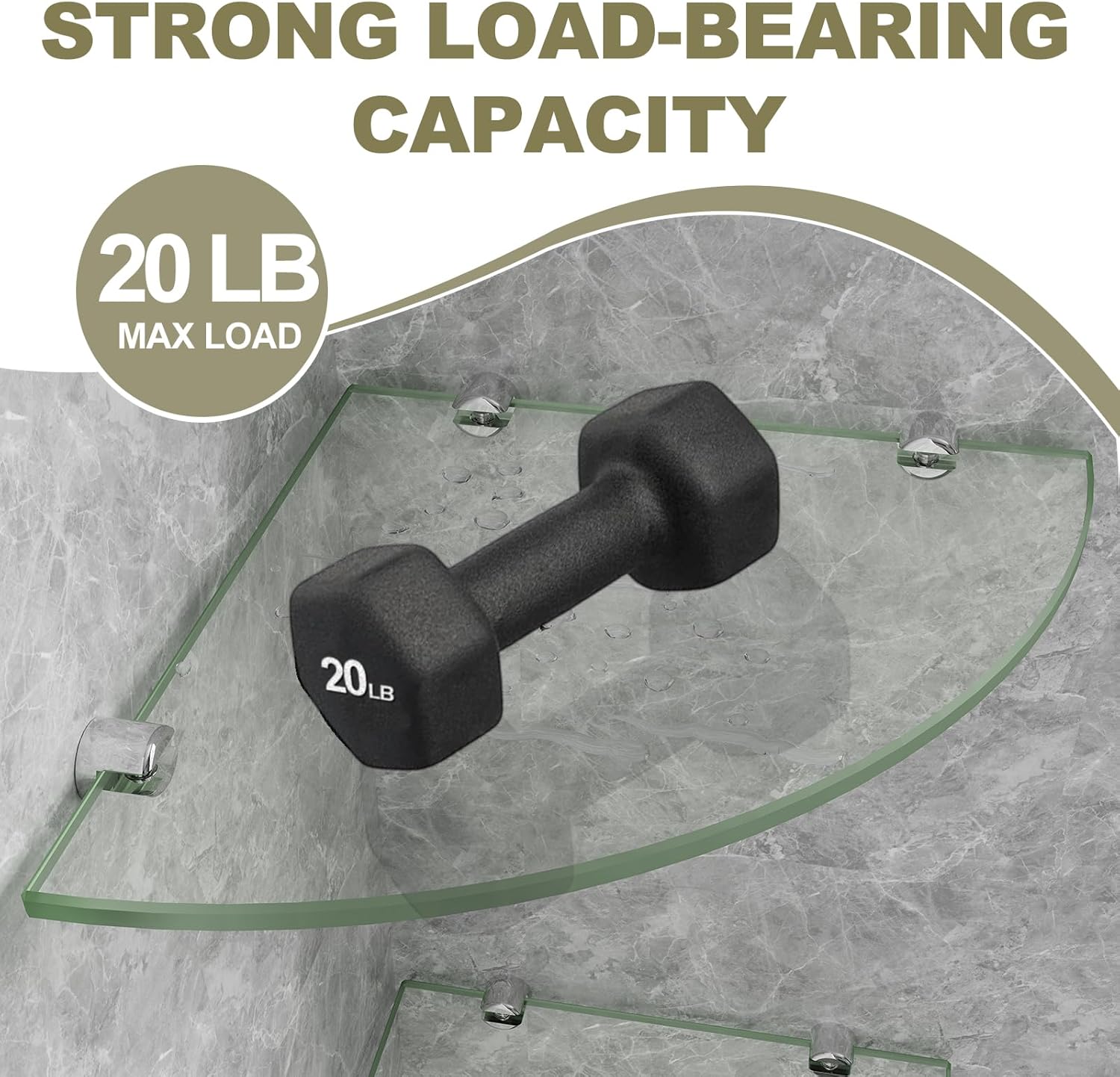 2-Pack Glass Corner Shower Shelves,Wall Shelf Bathroom for Storage,5/16" Tempered Glass,Shower Caddy Organizer,Shelf Holder for Wall Corner, Bathroom, Living Room