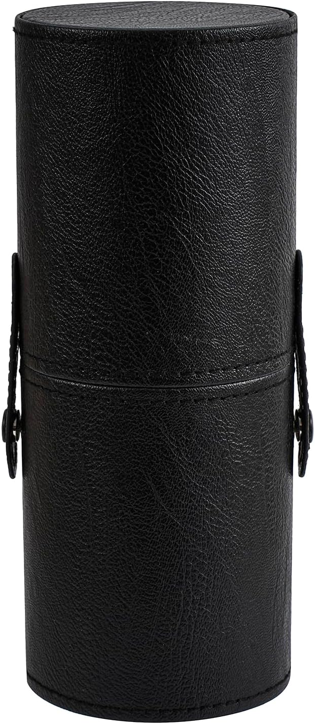 Portable Makeup Brush Holder, Waterproof PU Leather Travel Makeup Brush Case Bag Cup, Brush Storage Dustproof Bag (02Black)