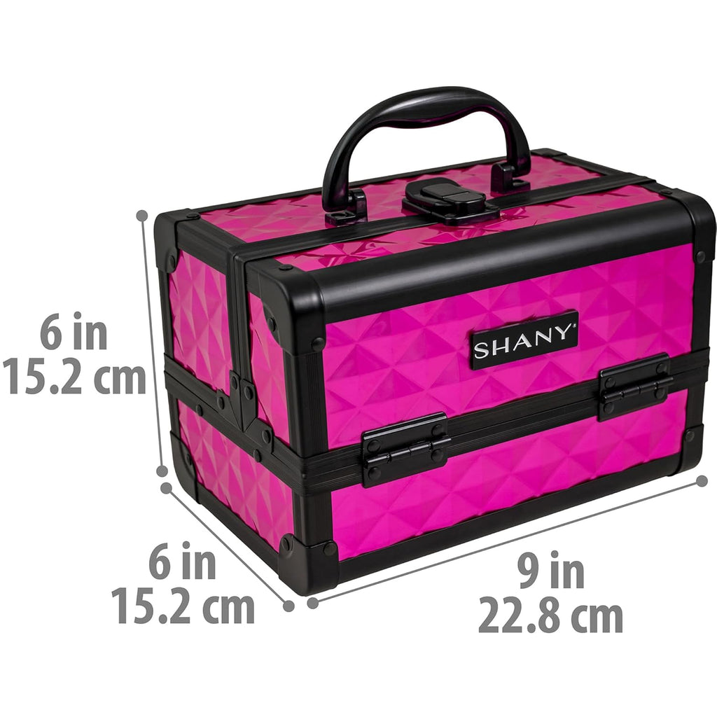 SHANY Chic Makeup Train Case Cosmetic Box Portable Makeup Case Cosmetics Beauty Organizer Jewelry storage with Locks, Multi trays Makeup Storage Box with Makeup Mirror - FOXY PINK