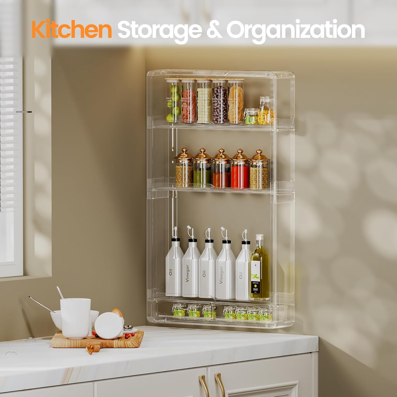 Shower Caddy Adhesive, X-Large Capacity Bathroom Organizers and Storage, No Drill Shower Organizer, Clear Wall-Mounted Bathroom Storage Shelf for Kitchen, RV, Cosmetic