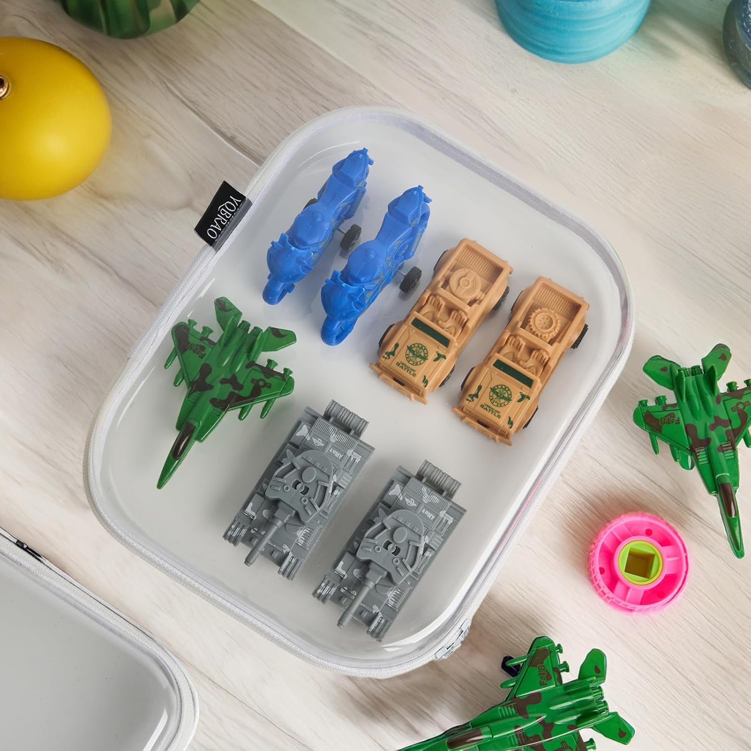 Hard Sided Clear Zipper Case for Storage- Professional-Grade Plastic Clear Zipper Pencil Case,Toy Storage Bins, Toiletry Pouch, Travel Organizer, Cosmetic Bag（White,2 Pack, L）