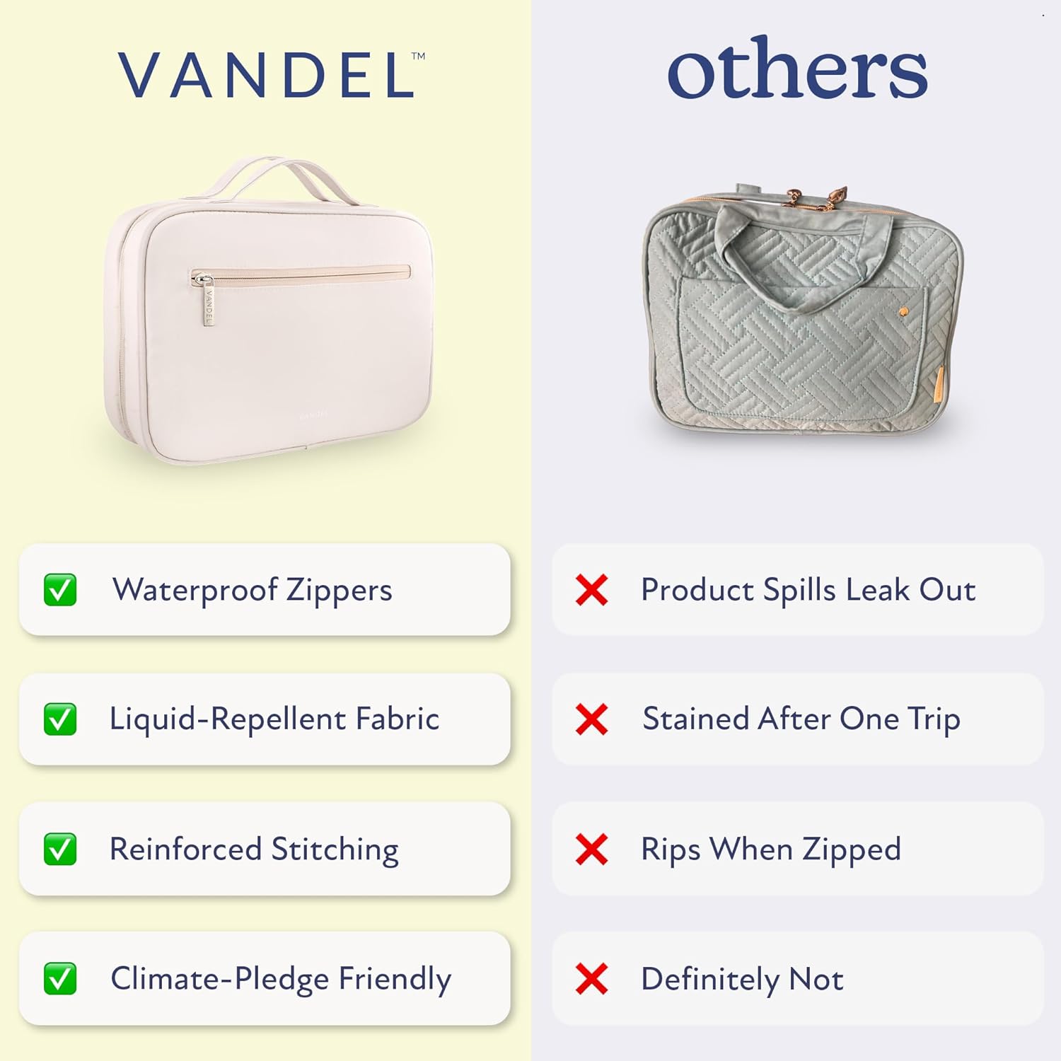 VANDEL Waterproof Hanging Toiletry Bag for Travelling, Hanging Makeup Organizer Bag, Cosmetic Travel Bags for Women Travel Toiletry Bags, Makeup Case Toiletries Organizer Hygiene Bathroom Shower Caddy