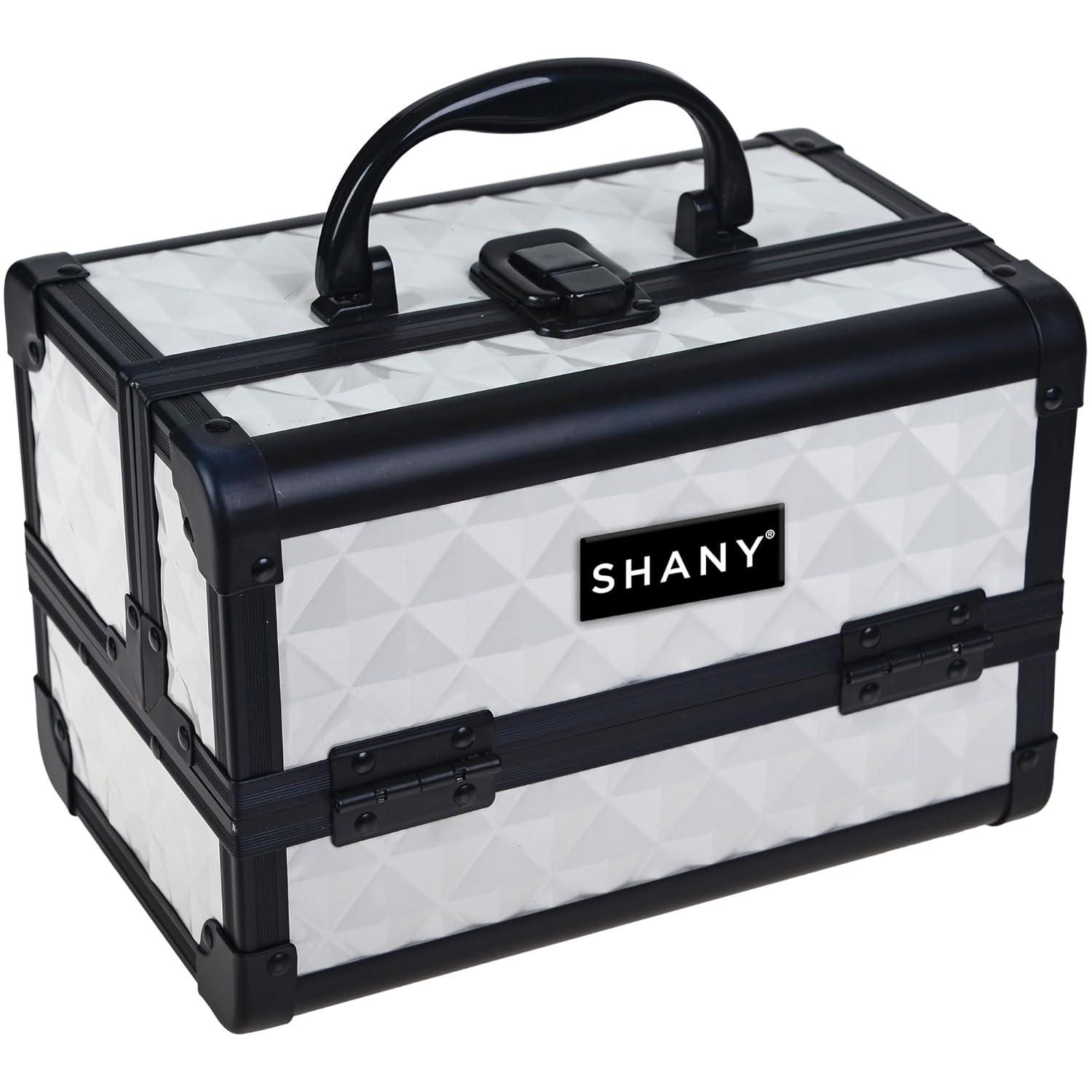 SHANY Chic Makeup Train Case Cosmetic Box Portable Makeup Case Cosmetics Beauty Organizer Jewelry storage with Locks, Multi trays Makeup Storage Box with Makeup Mirror - Peaceful