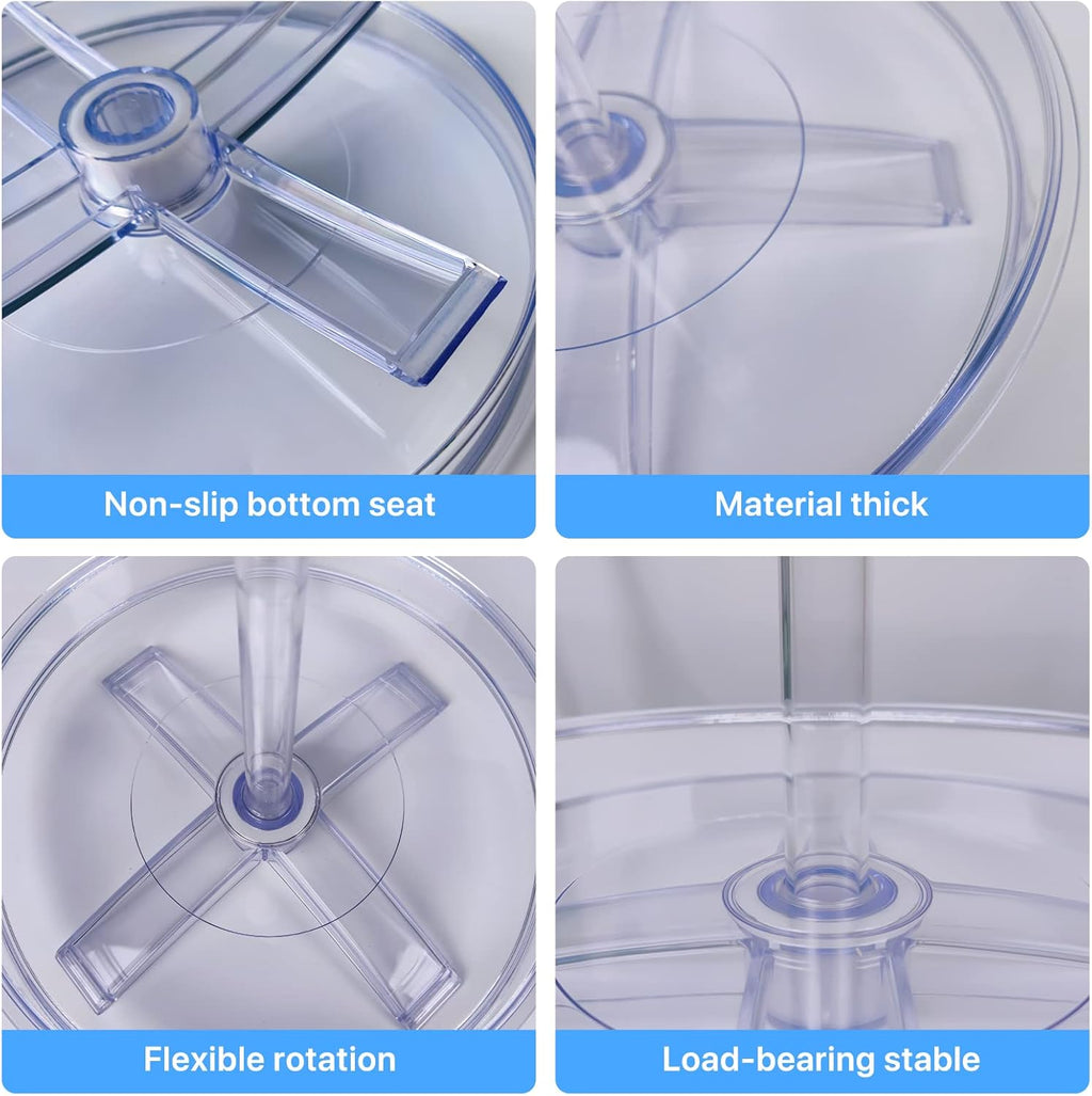 2 Tier Lazy Susan Organizer,9.7 Inch Lazy Susan Turntable for Cabinet,Rotating Spice Rack Organization for Kitchen,Refrigerator, Bathroom, Clear