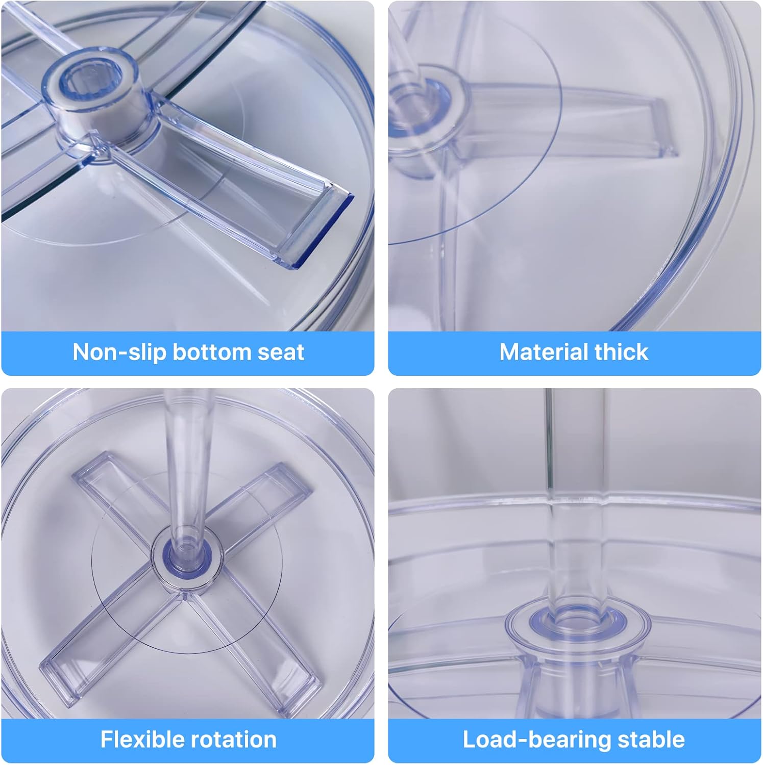 2 Tier Lazy Susan Organizer,9.7 Inch Lazy Susan Turntable for Cabinet,Rotating Spice Rack Organization for Kitchen,Refrigerator, Bathroom, Clear