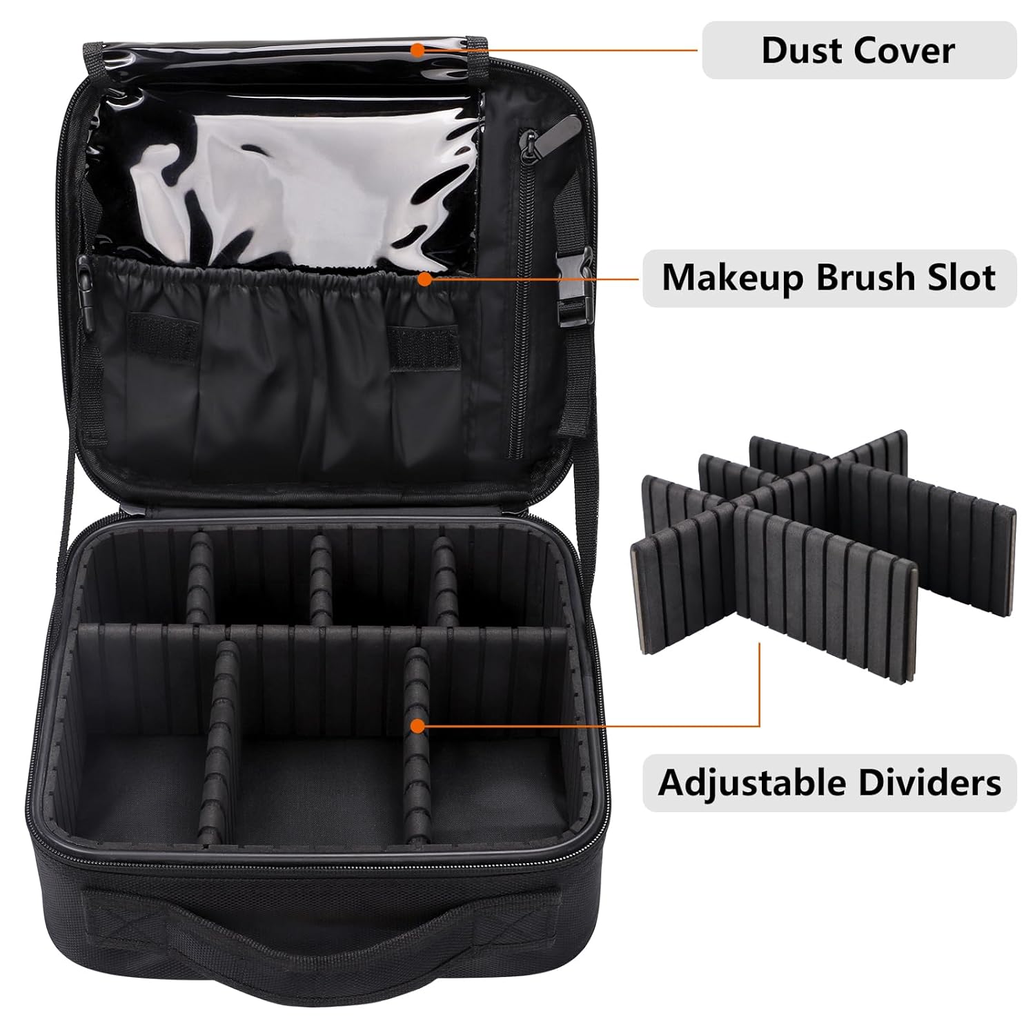gzcz Travel Makeup Bag,Portable Makeup Case for Women,Professional Cosmetic Train Case Organizer Artist Storage Bag With Adjustable Dividers Brushes Toiletry Jewelry Digital Accessories