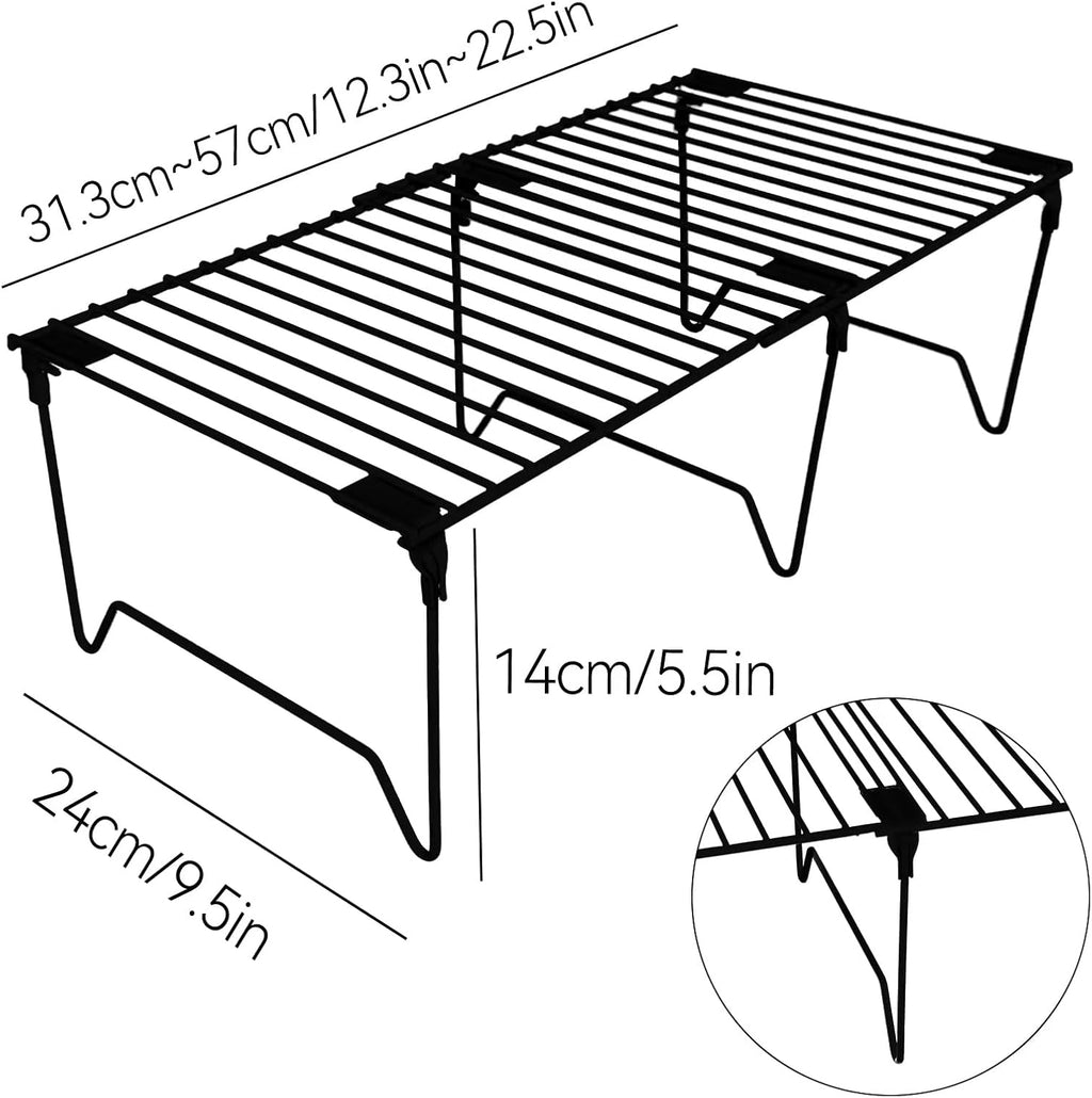 1/2-Piece Set freezer organizer,Stackable Cabinet Organizer Shelves,Foldable Pantry Shelf,Plate, Dish,Rustproof Metal Storage Organizer