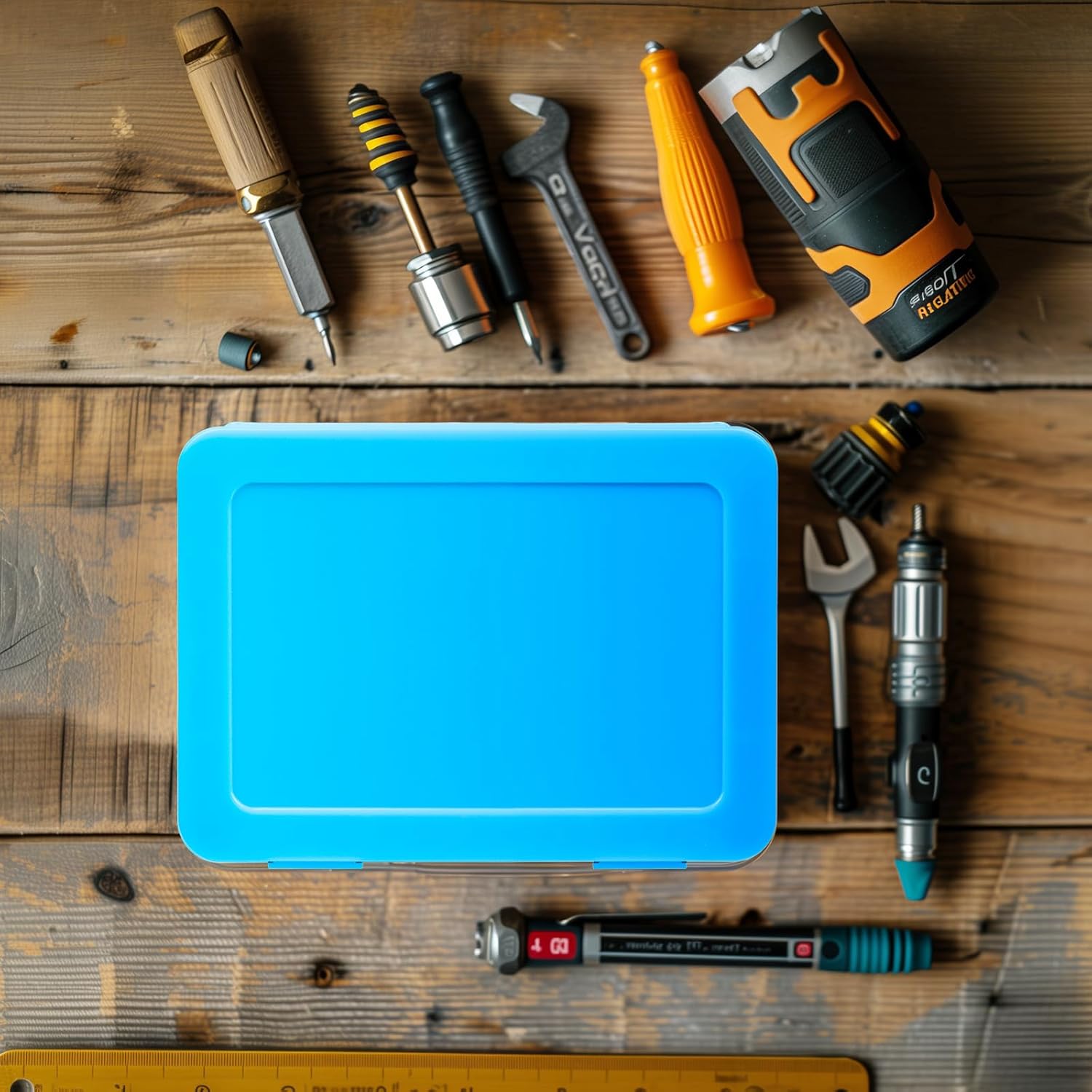 Battery Organizer Storage Box, Garage Case Holder for 24* AA, 30* AAA Batteries (Bag Not Include Batteries Pack) (blue)