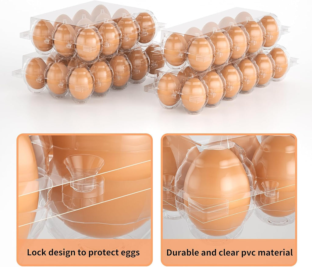 100 Pack Egg Cartons Cheap Bulk 12 Count Clear Plastic Egg Containers for Chicken Eggs, Reusable Egg Holder for Home Ranch Farm Commercial Market Display, Plastic Egg Packaging for Craft Projects