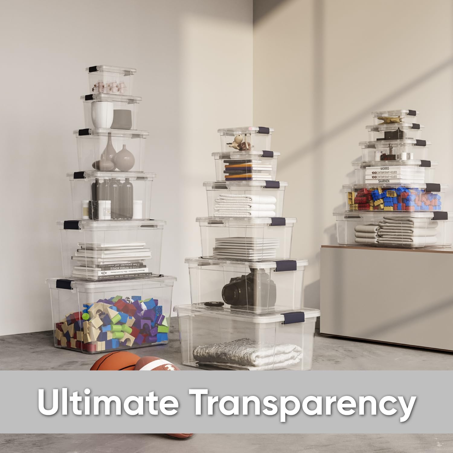 Superio Clear Plastic Storage Bin with Lid, 11 Qt, Non-Toxic, BPA Free, Odor Free, Organizer Storage Box, Stackable Plastic Tote for Home, Garage, School, and Office