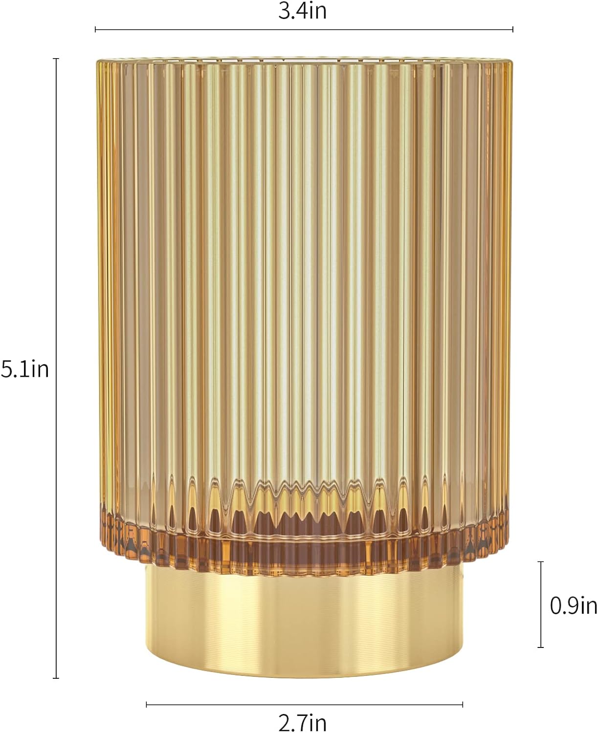 CANITORON Makeup Brush Holder,Glass Makeup Brush Holder Organizer Store Cosmetic Tools,Eyeliner,Storage Organizer for Vanity,Bathroom Countertop Organize and Bedroom Countertop Storage.(Amber L)