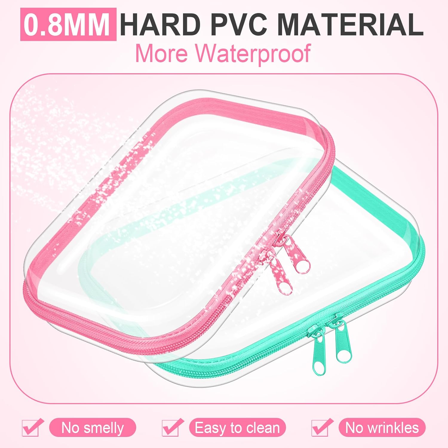Sanwuta 6 Pcs Clear Hard Zipper Case Hard Plastic Zipper Pouches Transparent Makeup Bag Pencil Pouches for Travel Snacks Christmas Trinket Storage Organizer Box(Colorful,7.09 x 5.12 x 2 Inch)