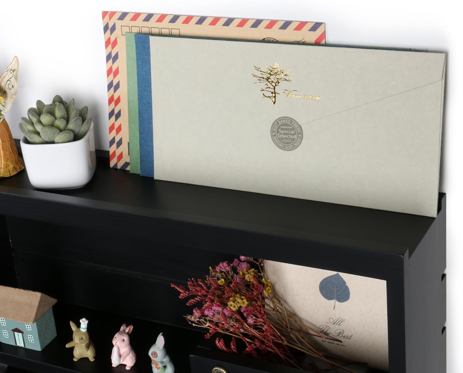 Innovation Key Holder for Wall, Mail Organizer with Key Hooks, Keys Holder on Wall, Black