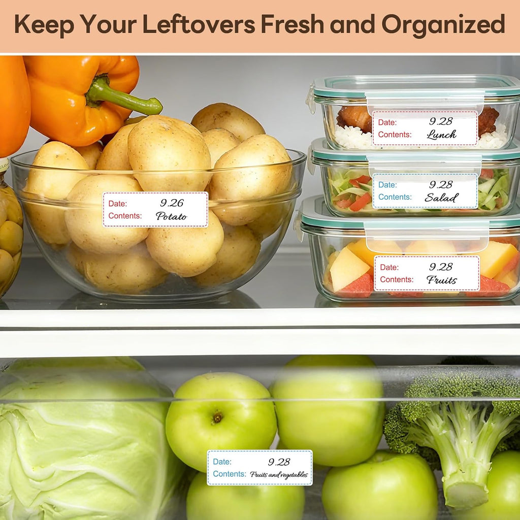 1" x 3" Freezer Labels, 350 PCS Removable Food Storage Stickers, 2 Color Waterproof & Oil-Resistant Write-On Freezer Labels for Kitchen, Refrigerator, Meal Prep, and Containers, TRSTGIX