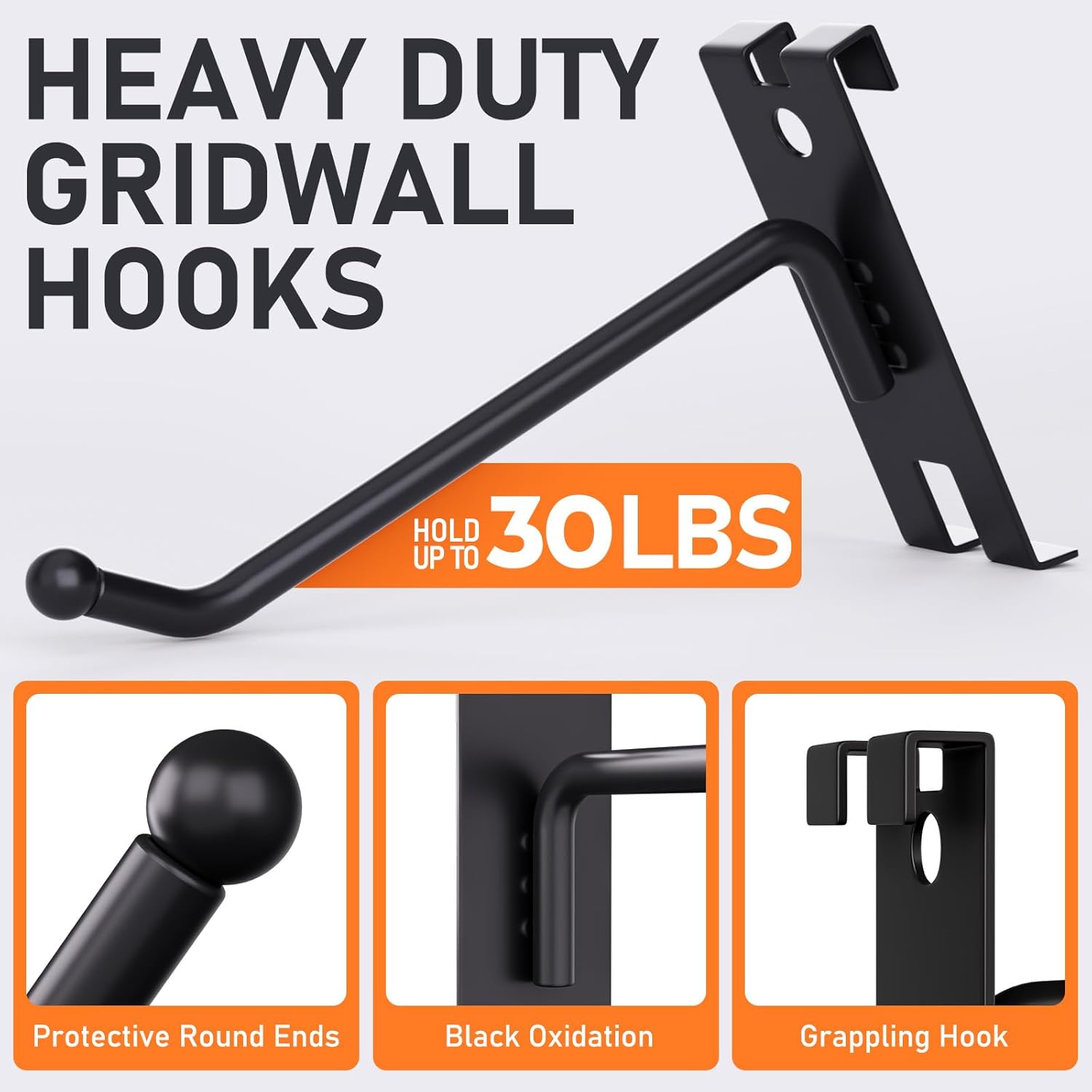 INCLY 4 Inch Gridwall Hooks, 60 Pack Heavy Duty Black Display Hooks for Grid Wall Panels, Gridwall Accessory for Storage Display Clothes in Retail Shop Garage