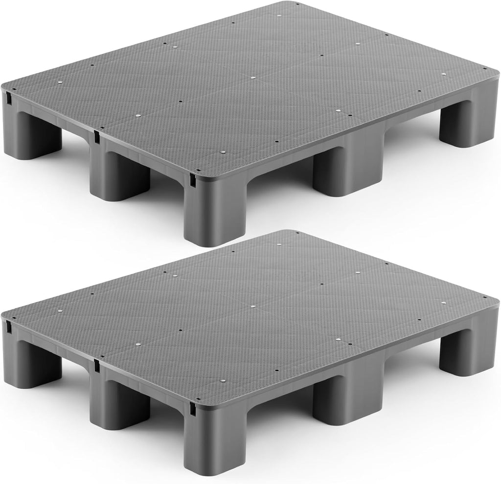 1 Pcs Plastic Pallet for Basement Storage Easy Stack Lightweight Floor Pallet Display Flooring Room Supermarket Christmas, Support up to 2000 Lbs (31.5'' L X 24'' W X 4.7'' H,Grey)