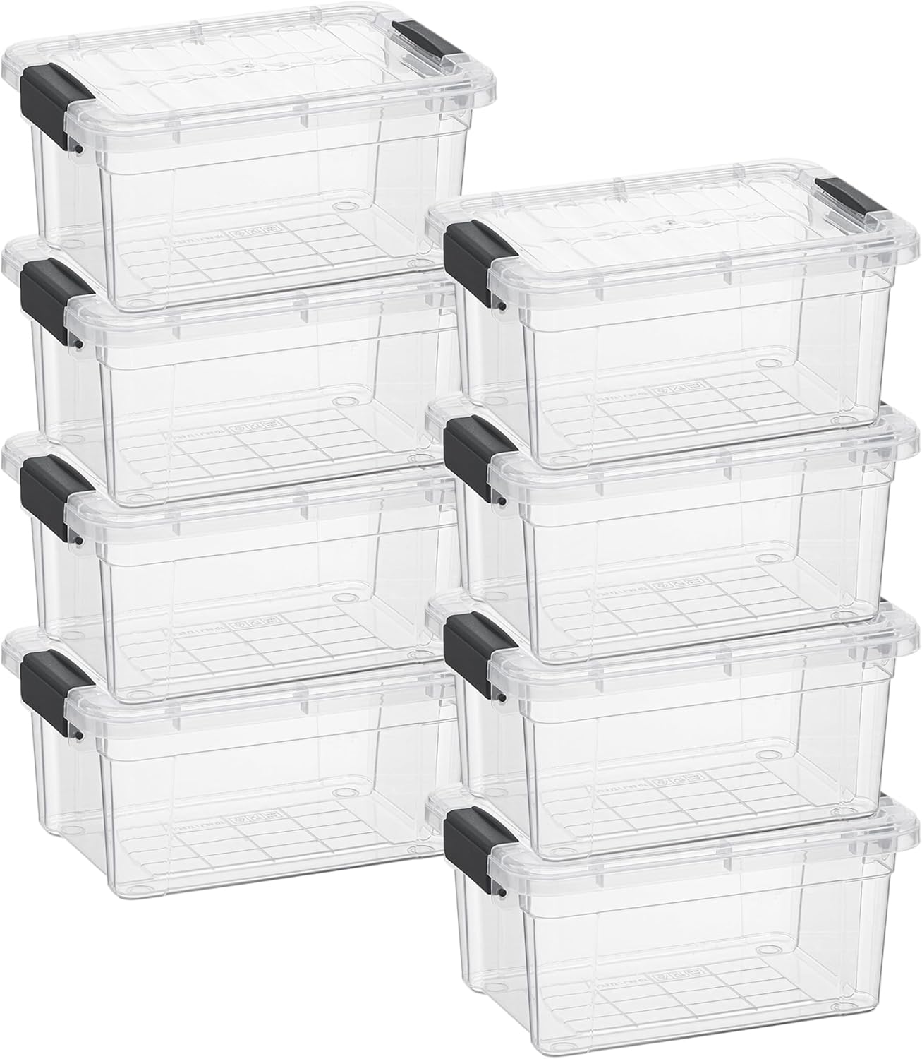 Superio Clear Storage Bins with Lids, 3 Quart BPA Free Plastic Containers, Transparent Boxes for Organizing, Stackable Crates, Organizer Totes for Home, Office, School, and Dorm