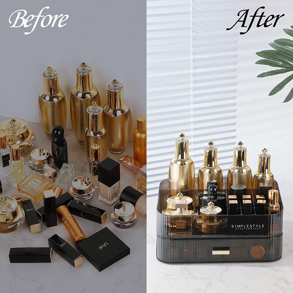 Makeup Organizer with Drawers Stackable Skincare Cosmetic Makeup organization for vanit Bathroom Desk Countertop