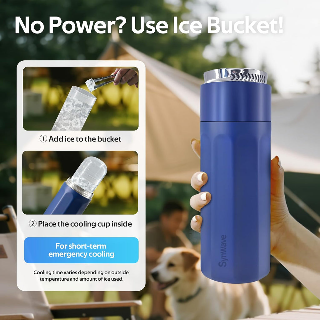 Insulin Cooler Travel Case for 4 Pens,Medication Cooler for Travel with Temp Display&Ice Packs，Diabetic Insulin Case with Portable Cup Sleeves，Supports Mobile Power Cooling，TSA Approved(Blue)