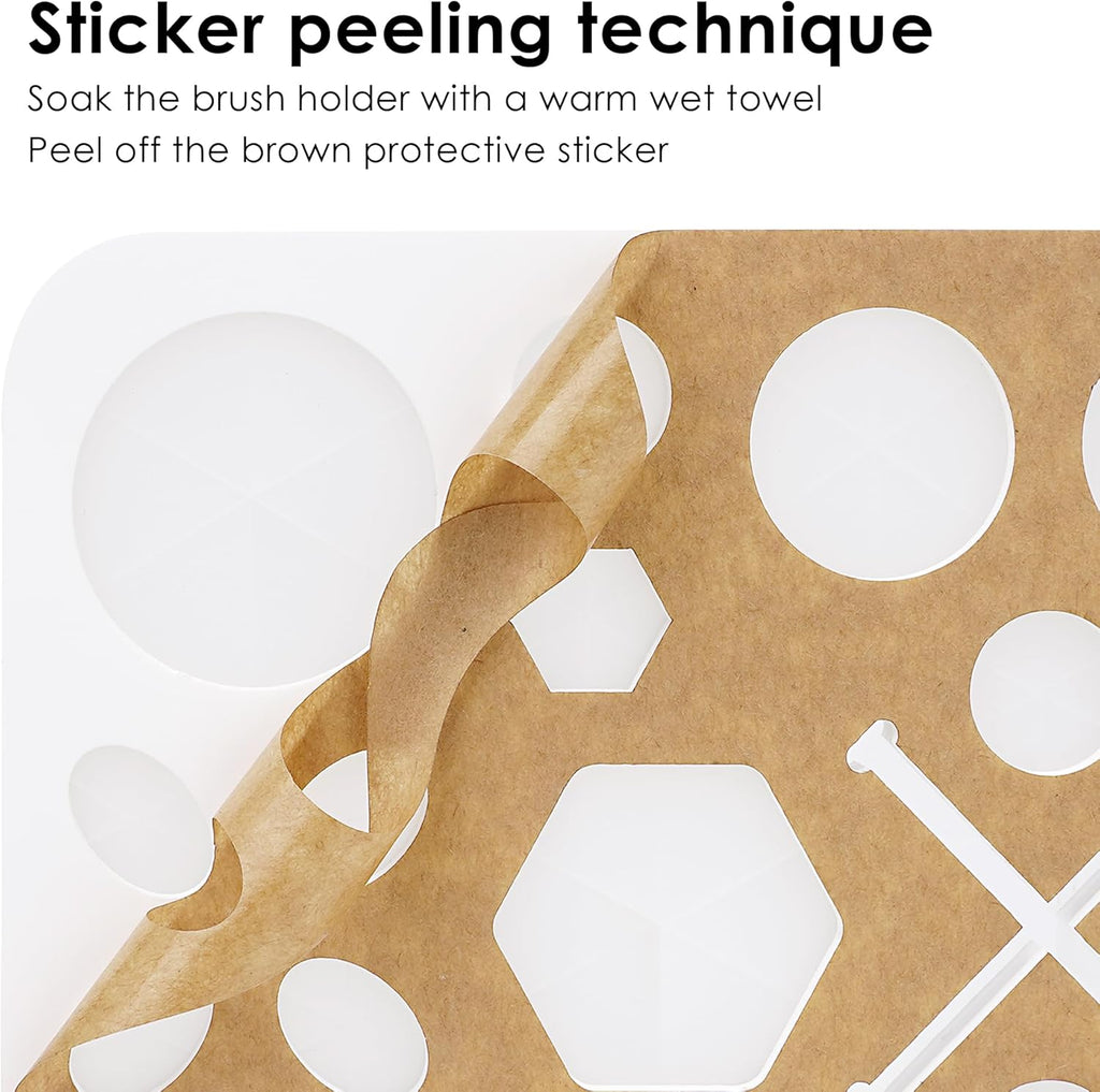 Makeup Brushes Drying Rack with Mat, 28 Holes Acrylic Brush Holder Stand Tree Tray, Folding Makeup Brush Holder (White)