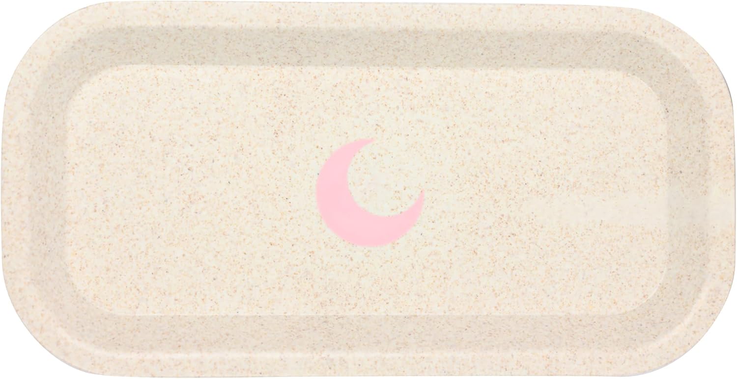 Brando Moon Small Tray - Cream Lightweight Plant Based Tray - Made from Plants - Low Carbon Kitchen Tool - Curved Edges and Smooth Surface - Travel Size 8 x 4.1 inches