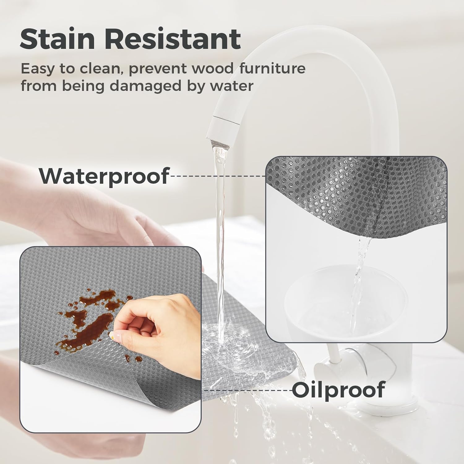 100% EVA Shelf Liner for Kitchen Cabinet, 24" x 360" Drawer Liners Non Adhesive Non Slip Waterproof Plastic Paper, Dresser Pantry Bathroom Refrigerator Protector, Grey