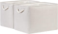 Bidtakay Large Fabric Storage Bins Beige Linen Closet Organizers Set of 2 Baskets for Shelves Clothes Bedroom 16x11.8x11.8 Inch Foldable Organization Baskets for Towels Blankets Storage Dog Toys