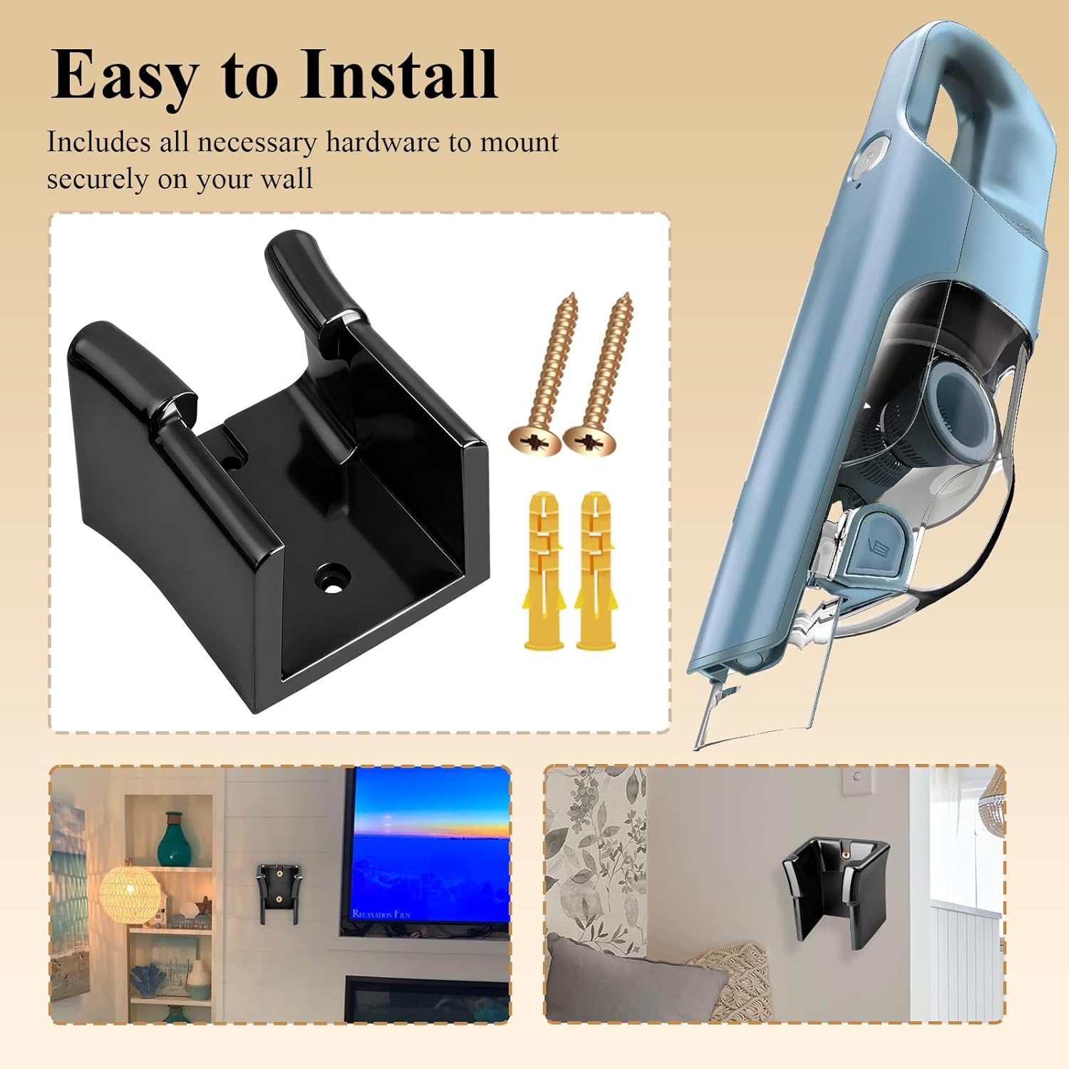 1 Pc Wall Mount Vacuum Holder/Docking Station/Cordless Organizer, Fit for Shark Ultra Cyclone Handheld Vacuum CH700, CH900, CH950 Series Models, W/Screws & Drywall Anchors, Save Space & Reduce Clutter