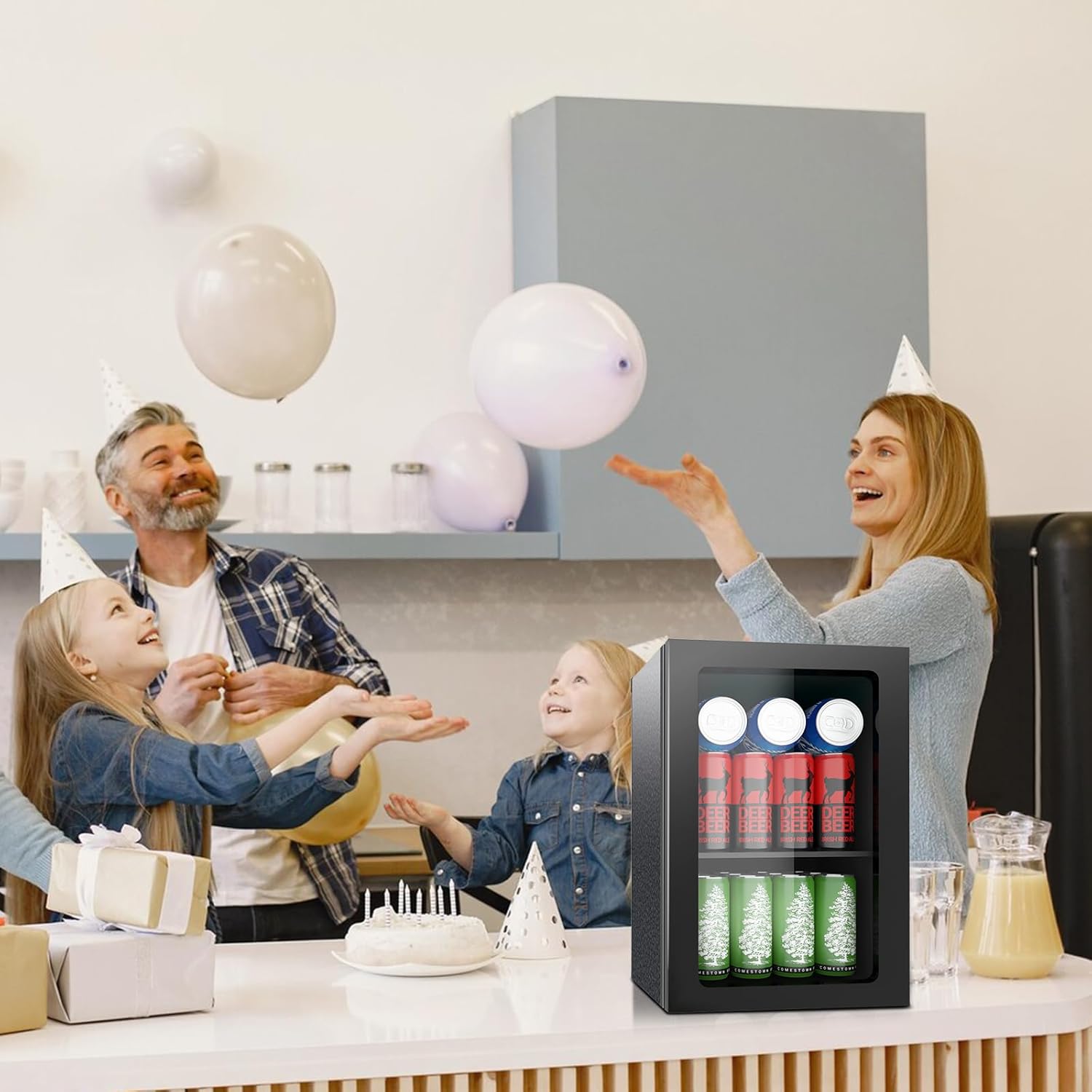 0.95 Cu.ft Mini Fridge Holds 24 Cans, Beverage Refrigerator Cooler, Solid Door, Manual Temperature Control (at the Back), Quiet Compact Drink Fridge for Soda, Beer, Wine, Office, Dorm, Bar