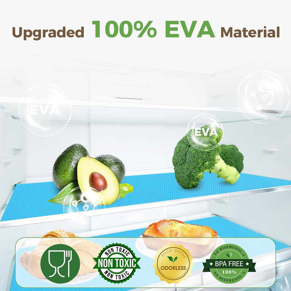 100% EVA Shelf Liner for Kitchen Cabinet, 12" x 240" Drawer Liners Non Adhesive Non Slip Waterproof Plastic Paper, Dresser Pantry Bathroom Refrigerator Protector, Blue