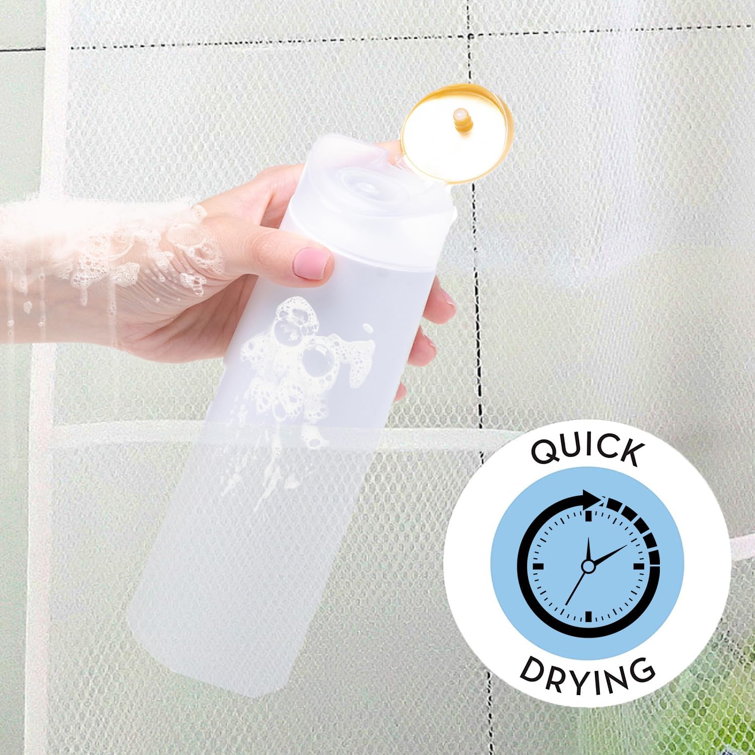 Quick Dry Fabric Bath Mesh Pockets Shower Organizer with 6-Pocket