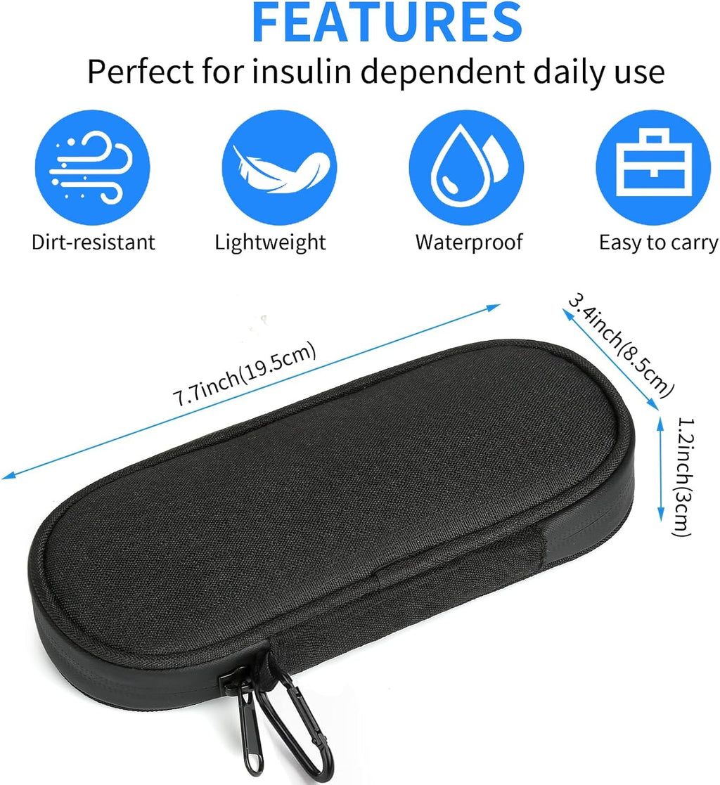 Insulin Pen Cooler Travel Case with 2 Reusable TSA Approved Ice Packs, Diabetic Medication Insulated Cooler Bag for Insulin Pens and Other Diabetic Supplies Storage Black