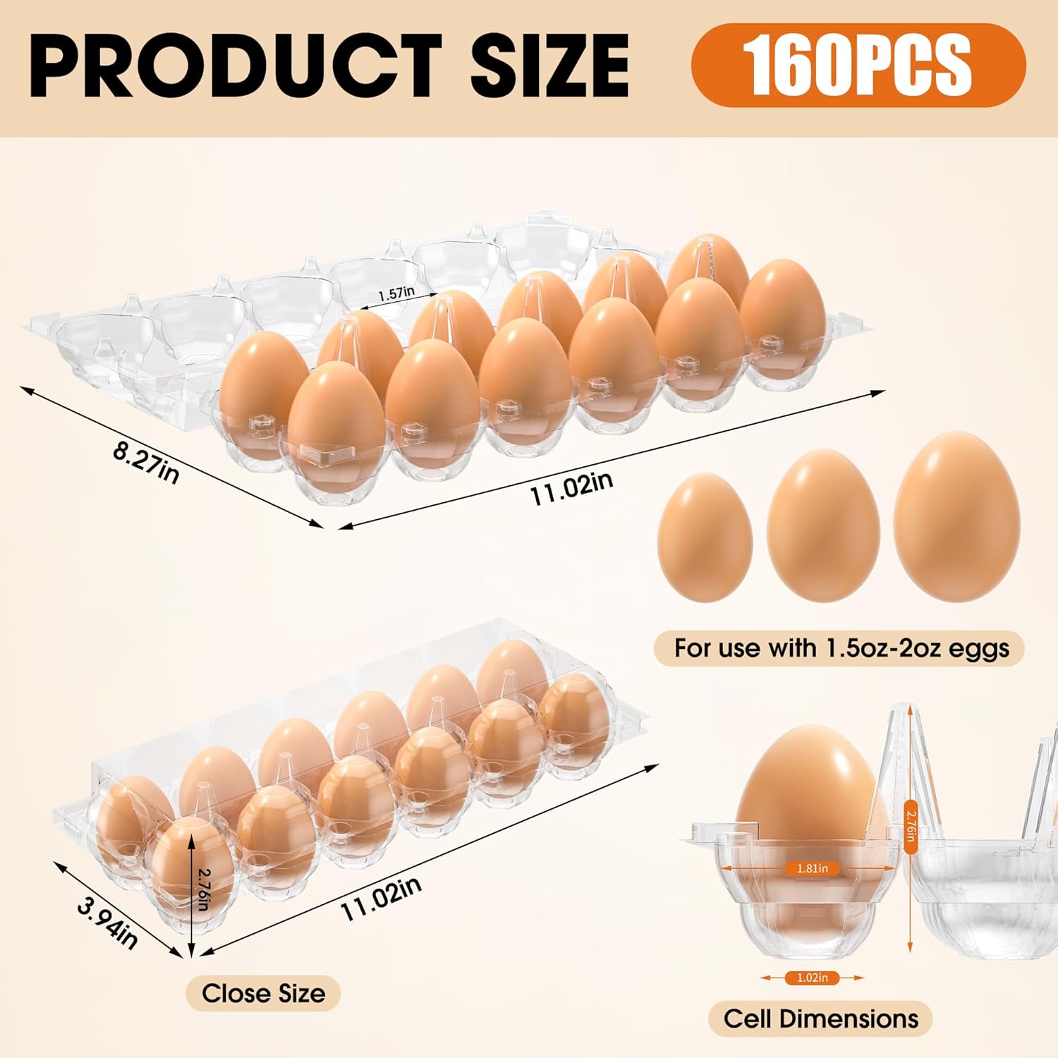100 Pack Egg Cartons Cheap Bulk, 12 Count Clear Empty Egg Cartons for Fresh Chicken Eggs, 2x6 Grids Reusable Egg Holder Trays for Refrigerator Use, Chicken Farming, Family Storage and Market Purpose