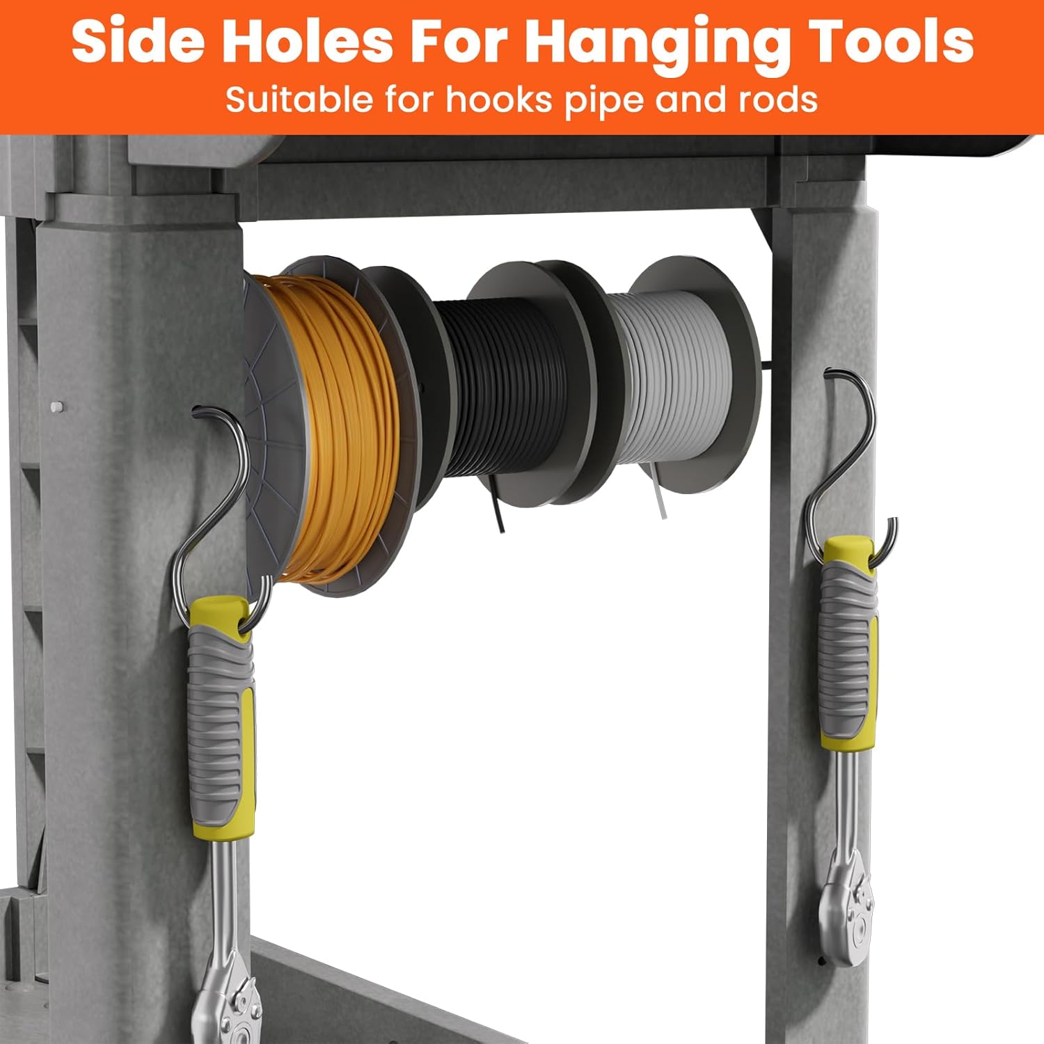 2 Tier Plastic Rolling Utility Cart on Wheels, Heavy Duty Tool Cart with Deep Shelves and 360° Swivel Wheels Holds up to 550 lbs, Service Cart for Garage, Warehouse, Cleaning (Grey-M)