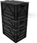 SIDIO Crate Pro Pack - 2 Full-Size & 1 Half-Size Heavy Duty Stackable Storage Bins, Totes and Containers with Lids and Dividers - Durable Plastic Organizer for Home, Office, Garage, and Outdoor Use