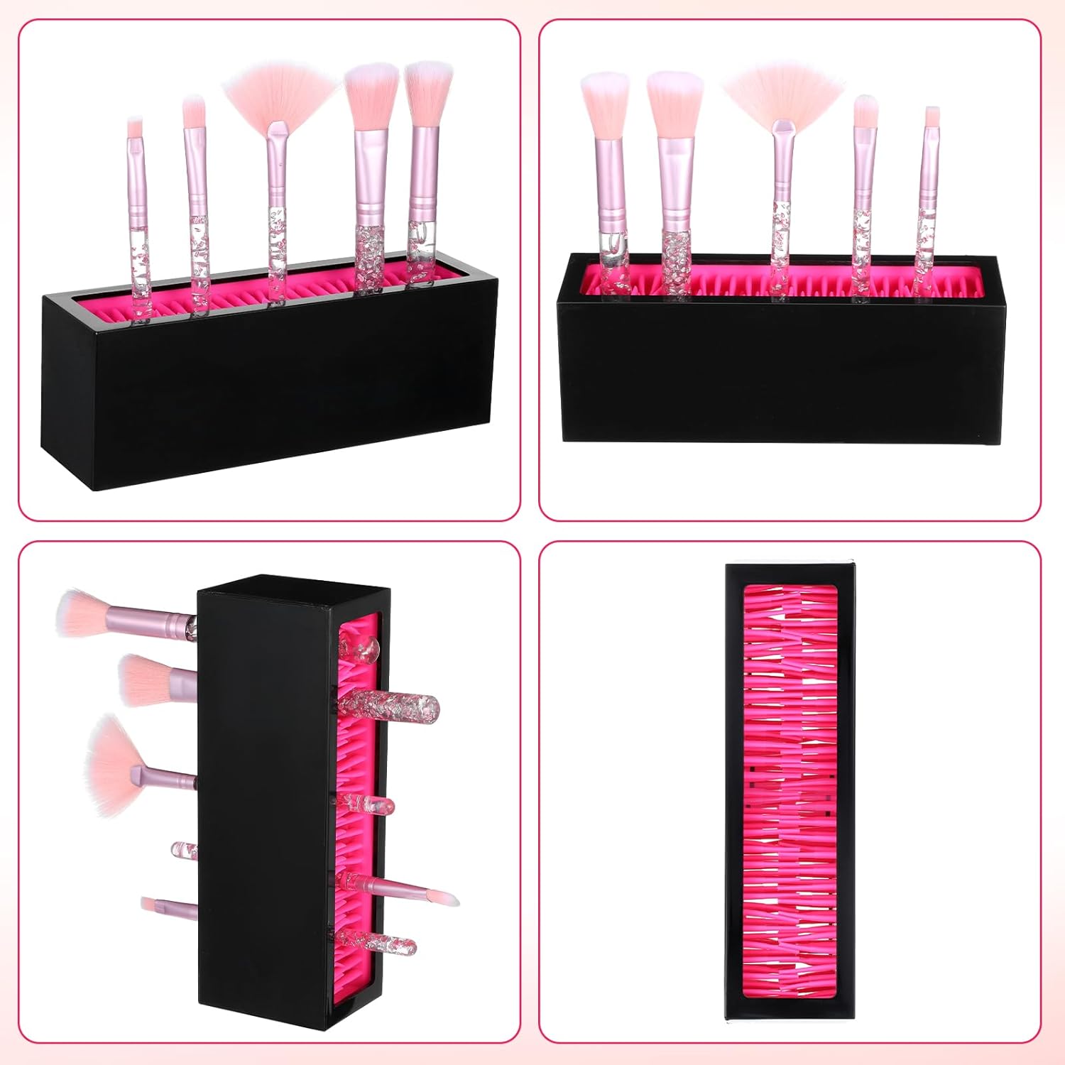 4 Pcs Makeup Brushes Holder Organizer, Silicone Vanity Air Drying Rack Display Storage for Brush, Eyeliners and More, Practical Cosmetic Tools Container