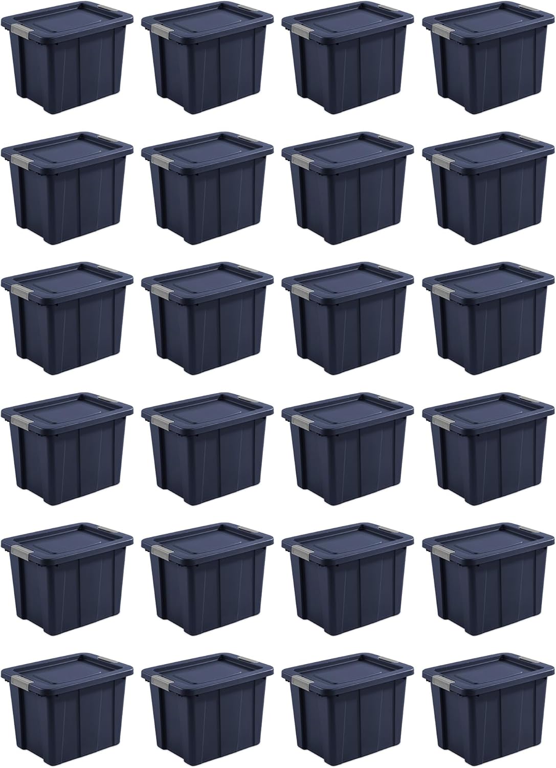 Sterilite 24-Pack Storage Bins with Lids, Heavy Duty Totes, Tuff1, 18 Gallon, Dark Indigo