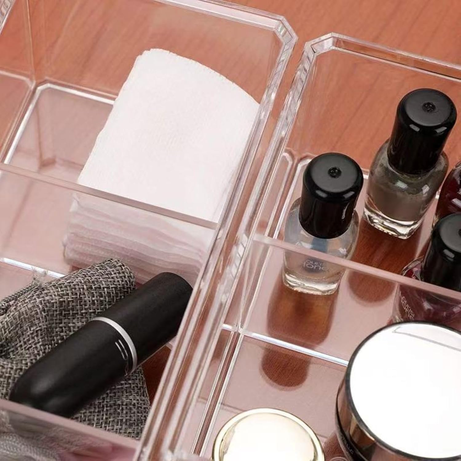 Hair Accessories Organizer for Girls, Clear Acrylic Hair Tie Organizer, or Headband, bows，Cute Small Stackable Storage Drawer Container Caddy Box for Bathroom Vanity Countertop