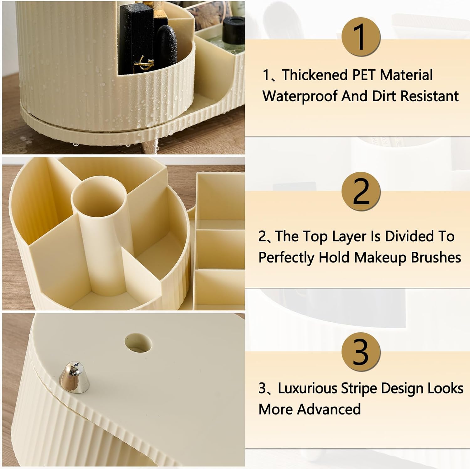 New 360 Rotating Makeup Organizer - Large-Capacity Vanity Organizer, Stores Makeup Brushes and More, Keeps Countertop Clean and Tidy