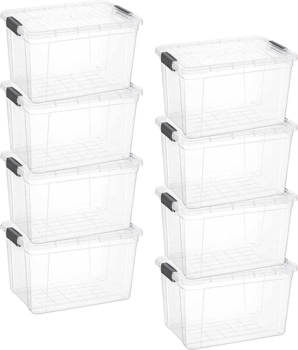 Superio Clear Storage Bins with Lids, 14.7 Quart BPA Free Plastic Containers, Transparent Boxes for Organizing, Stackable Crates, Organizer Totes for Home, Office, School, and Dorm