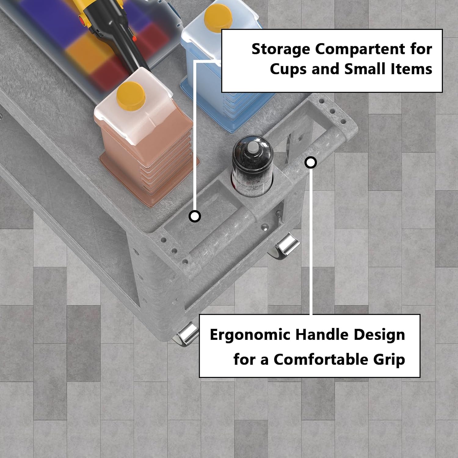 2 Tier Plastic Rolling Utility Cart on Wheels, Heavy Duty Tool Cart with Deep Shelves and 360° Swivel Wheels Holds up to 550 lbs, Service Cart for Garage, Warehouse, Cleaning (Gray-34in)