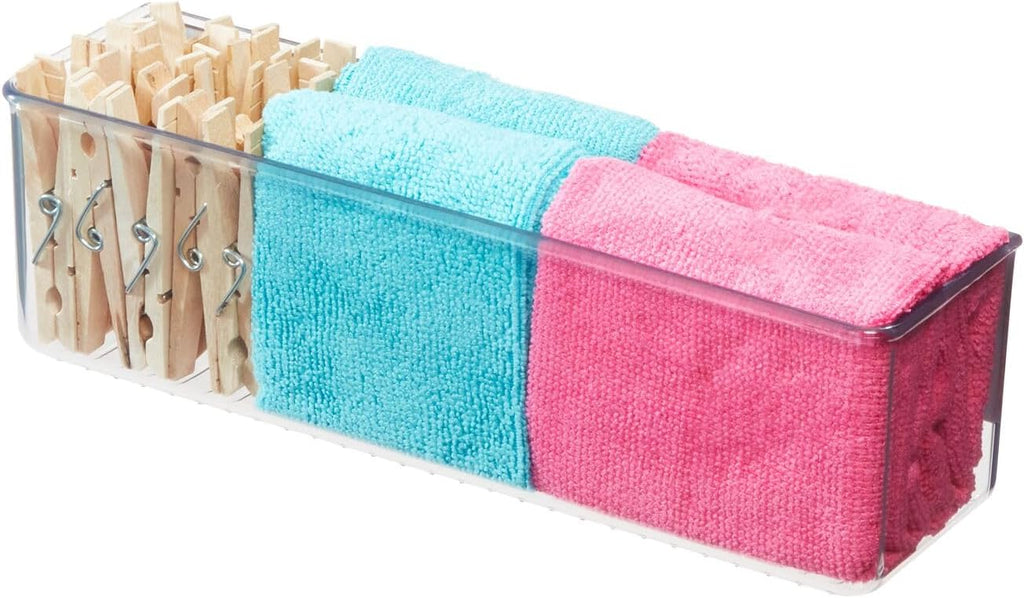 iDesign Magnetic Medium Clear Plastic Organizer Bins for Laundry Room Storage