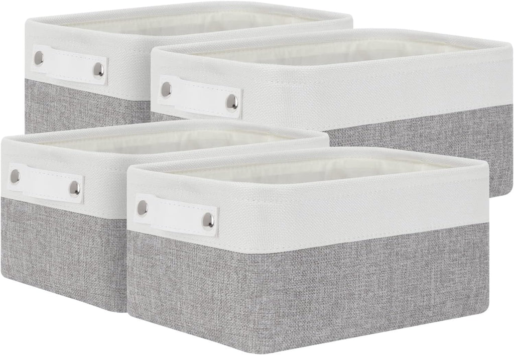Bidtakay Small Storage Baskets for Organizing [4-Pack] Fabric Storage Bins for Baby Organizer Shelf Baskets for Nursery Storage Collapsible Closet Storage Bins for Home Organization - 11.8x7.8x5 In