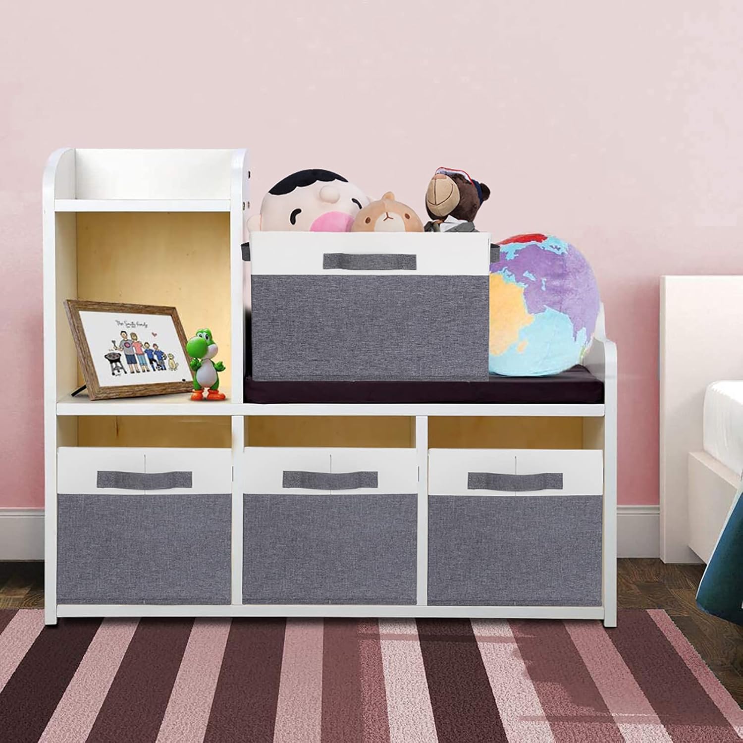 GhvyenntteS 6 Pack Fabric Storage Bins, 15x11x9.6 inch Closet Storage Bins for Shelves with 3 Handles, Foldable Storage Baskets for Shelves, Sturdy Closet Organizers and Storage