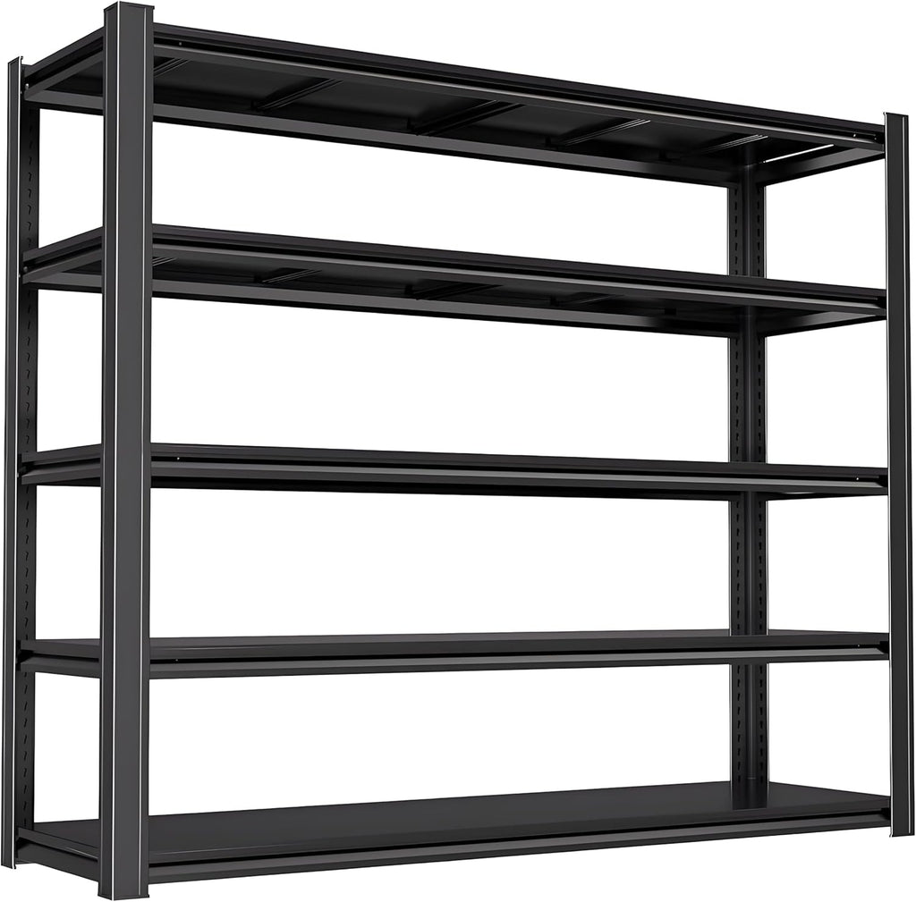 Industrial Storage Rack Heavy-Duty Steel Shelving Unit Multi-Purpose Garage Organization System Black 5-Tier 84" H x 62" W x 23.5" D