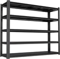 Industrial Storage Rack Heavy-Duty Steel Shelving Unit Multi-Purpose Garage Organization System Black 5-Tier 84" H x 62" W x 23.5" D