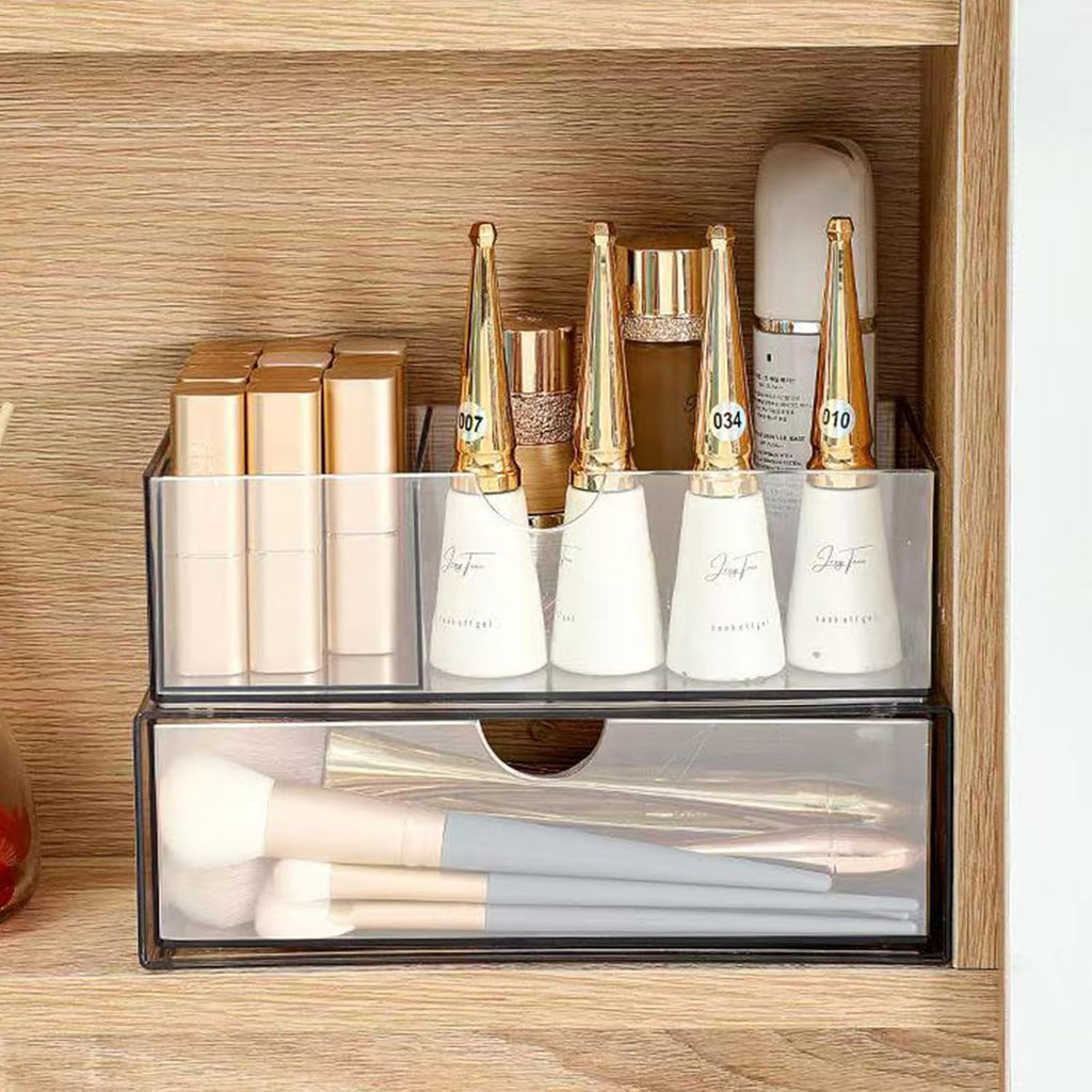 Hair Accessories Organizer for Girls, Clear Acrylic Hair Tie Organizer, or Headband, bows，Cute Small Stackable Storage Drawer Container Caddy Box for Bathroom Vanity Countertop 3PCS